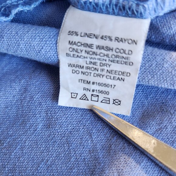 Briggs Ladies Size X-Large Blue Linen Blend V-Neck Pockets Pleated Dress Casual - Picture 16 of 16